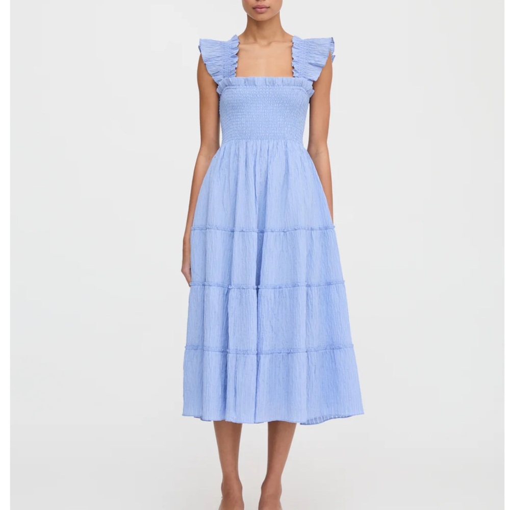 Hill House Ellie Nap Dress Light Blue Metallic